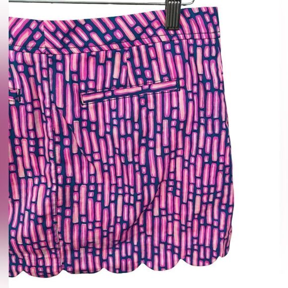 Lilly Pulitzer Colette Scalloped Hem Skort Mandevilla Pink Slathouse Stripe Sz 6 - Picture 5 of 13